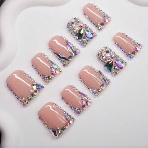 Rhinestone Embellished Press-On Nails
